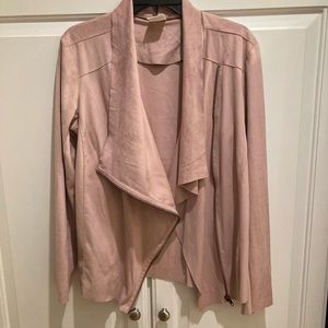 Blush Pink Faux Suede Moto Jacket
